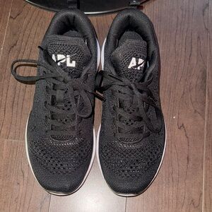 APL Black Knit Running Sneakers with White Outsoles